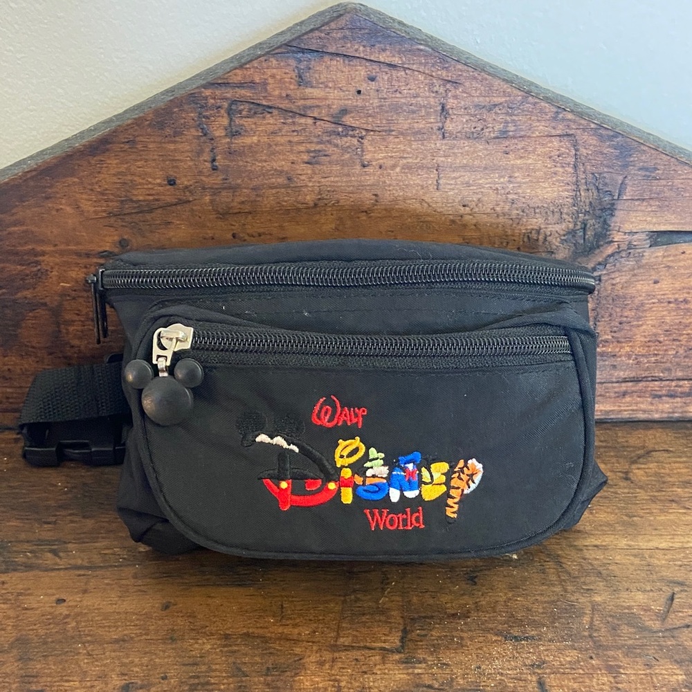 Walt Disney World Black Waist Bag Fanny Pack Vintage Mickey Mouse